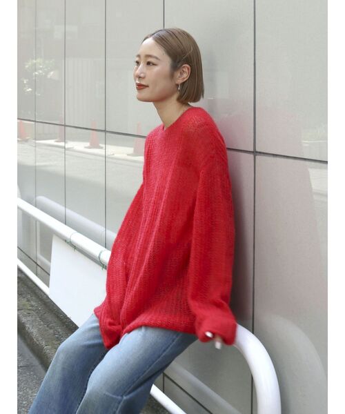 Ungrid（アングリッド）の「アルパカ混透かし編みニット（ニット/セーター・レディース・アイボリー/ブラウン/レッド/ライトグレー・FREE）」の22枚目の写真