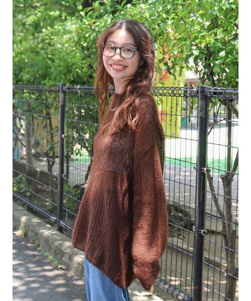 Ungrid（アングリッド）の「アルパカ混透かし編みニット（ニット/セーター・レディース・アイボリー/ブラウン/レッド/ライトグレー・FREE）」の7枚目の写真