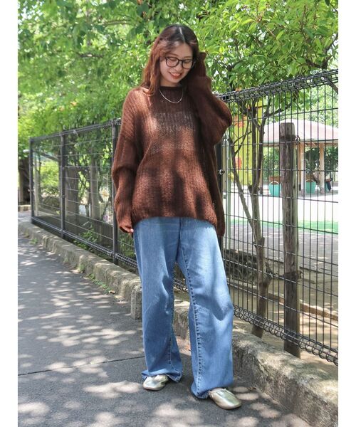 Ungrid（アングリッド）の「アルパカ混透かし編みニット（ニット/セーター・レディース・アイボリー/ブラウン/レッド/ライトグレー・FREE）」の9枚目の写真