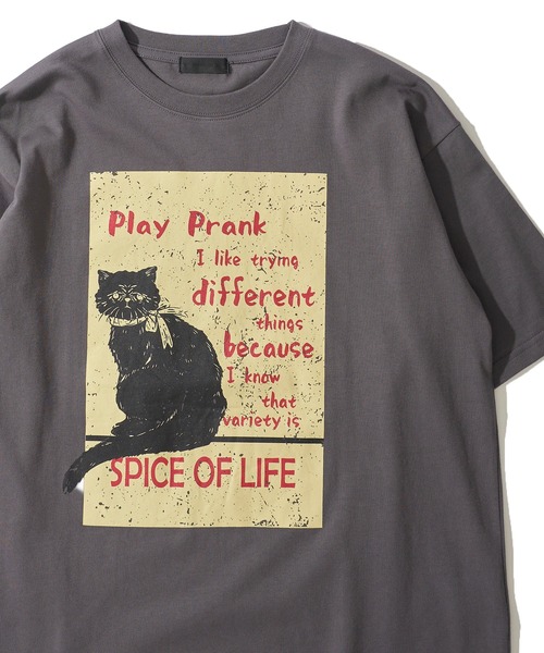 ADPOSION（アドポーション）の「ネコ グラフィックプリント クルーネックTシャツ / アニマルプリントTシャツ（Tシャツ/カットソー・レディース・ホワイト系2/ホワイト系1/グレー系1/グレー系2・X-LARGE/LARGE/MEDIUM）」の3枚目の写真