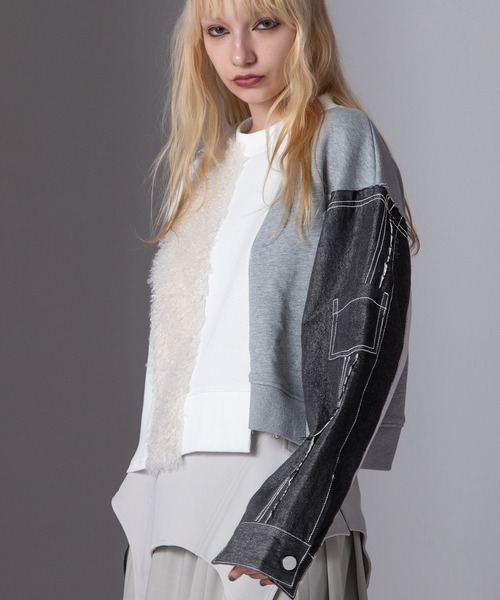 デニムコンビネーションプルオーバー（Tシャツ/カットソー）｜AULA