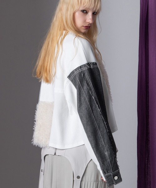 デニムコンビネーションプルオーバー（Tシャツ/カットソー）｜AULA