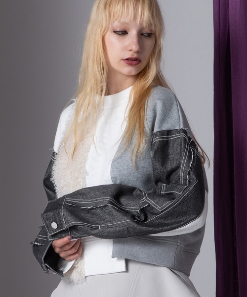 デニムコンビネーションプルオーバー（Tシャツ/カットソー）｜AULA