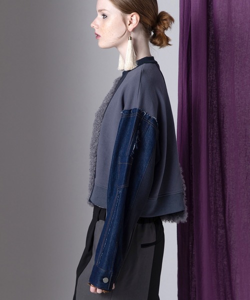 デニムコンビネーションプルオーバー（Tシャツ/カットソー）｜AULA