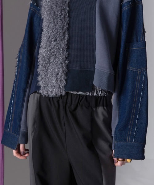デニムコンビネーションプルオーバー（Tシャツ/カットソー）｜AULA