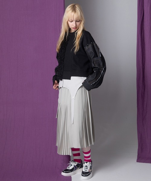 【新品・未使用】AULAAILA デニムコンビネーションプルオーバー デニムコンビネーションプルオーバー（Tシャツ/カットソー）｜AULA