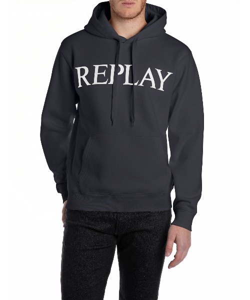 REPLAY(リプレイ)の「ブラッシュフリースREPLAYフーディー(パーカー・メンズ・ブラック/ダークブルー・X-LARGE/LARGE/MEDIUM/SMALL)」の1枚目の写真