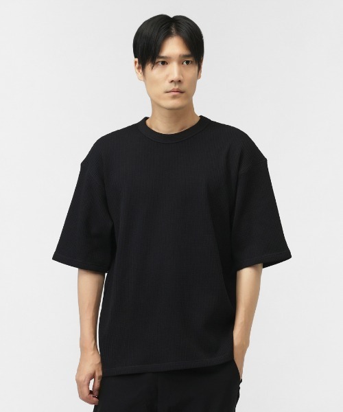 TIGORA（ティゴラ）の「ティゴラ TIGORA ワッフル5分袖Tシャツ（Tシャツ/カットソー・メンズ・ブラック/ブルー/オフホワイト/サンドグレー・L/LL/S/M/3L）」の3枚目の写真