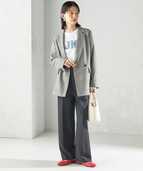 手洗い可能〉ウォッシャブル ウール チェック ダブル ジャケット