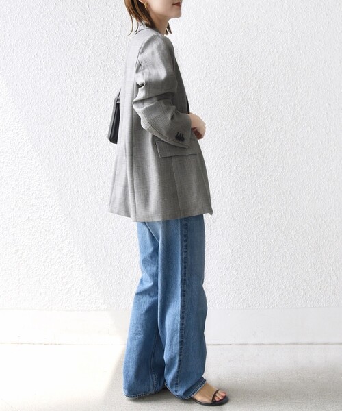 手洗い可能〉ウォッシャブル ウール チェック ダブル ジャケット