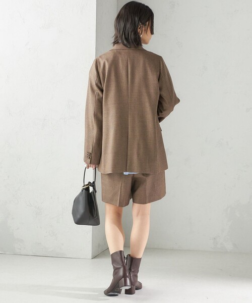 リングジャケット⭐️46⭐️サマーウールジャケット⭐️タバコブラウン リングジャケット⭐️46⭐️サマーウールジャケット⭐️タバコブラウン