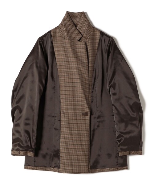 手洗い可能〉ウォッシャブル ウール チェック ダブル ジャケット