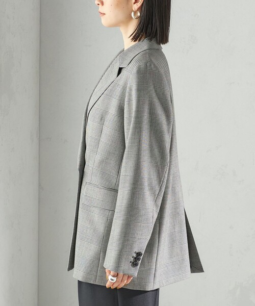 手洗い可能〉ウォッシャブル ウール チェック ダブル ジャケット
