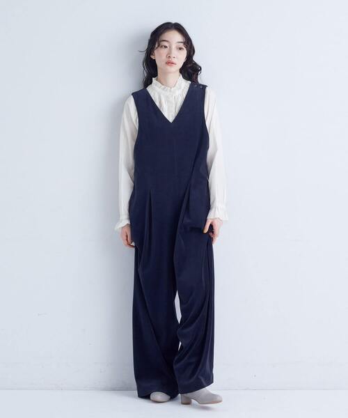 conges payes ADIEU TRISTESSE（コンジェ ペイエ アデュートリステス）の「Vネックオーバーオール（サロペット/オーバーオール・レディース・カーキ/ネイビー・38）」の15枚目の写真