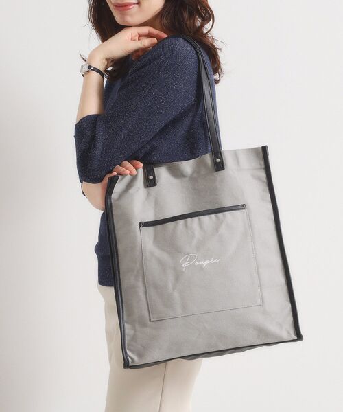 ITS'DEMO（イッツデモ）の「【推し活／A4対応】合皮パイピングキャンバストート（トートバッグ・レディース・ダークブラウン系3/アイボリー/ブラック/グレー・00）」の3枚目の写真