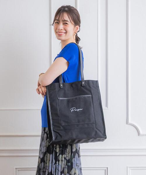 ITS'DEMO（イッツデモ）の「【推し活／A4対応】合皮パイピングキャンバストート（トートバッグ・レディース・ダークブラウン系3/アイボリー/ブラック/グレー・00）」の10枚目の写真