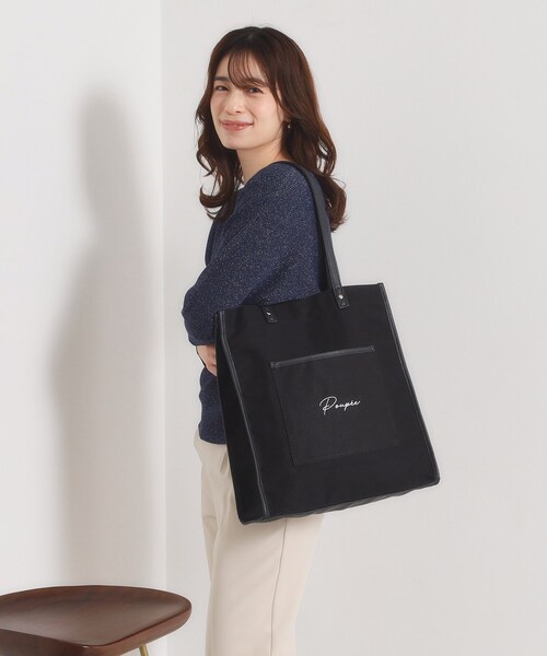 ITS'DEMO（イッツデモ）の「【推し活／A4対応】合皮パイピングキャンバストート（トートバッグ・レディース・ダークブラウン系3/アイボリー/ブラック/グレー・00）」の11枚目の写真