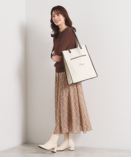 ITS'DEMO（イッツデモ）の「【推し活／A4対応】合皮パイピングキャンバストート（トートバッグ・レディース・ダークブラウン系3/アイボリー/ブラック/グレー・00）」の14枚目の写真