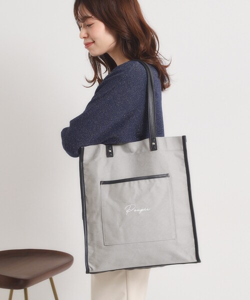 ITS'DEMO（イッツデモ）の「【推し活／A4対応】合皮パイピングキャンバストート（トートバッグ・レディース・ダークブラウン系3/アイボリー/ブラック/グレー・00）」の15枚目の写真