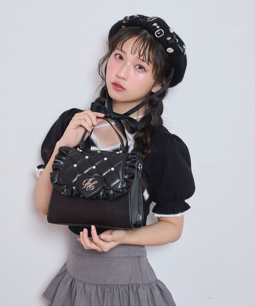 ハートロゴパールキルティングバッグ（ハンドバッグ）｜Honey