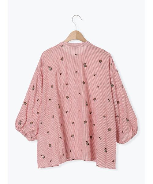 Samansa Mos2（サマンサ モスモス）の「ストライプ総花柄刺繍バンドカラーシャツ（シャツ/ブラウス・レディース・ブルー/グリーン/パープル/レッド・F）」の17枚目の写真