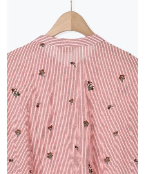 Samansa Mos2（サマンサ モスモス）の「ストライプ総花柄刺繍バンドカラーシャツ（シャツ/ブラウス・レディース・ブルー/グリーン/パープル/レッド・F）」の20枚目の写真