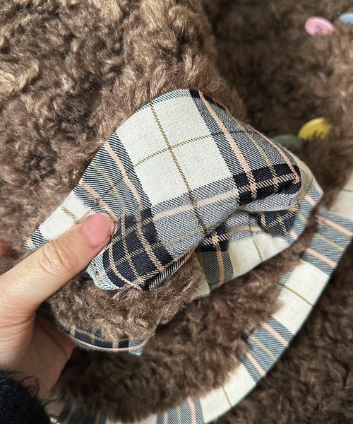 Dalfwin(ダールフィン)の「韓国ファッション ランダムボタンチェックラインプードルコート(その他アウター・レディース・ダークブラウン・FREE)」の17枚目の写真