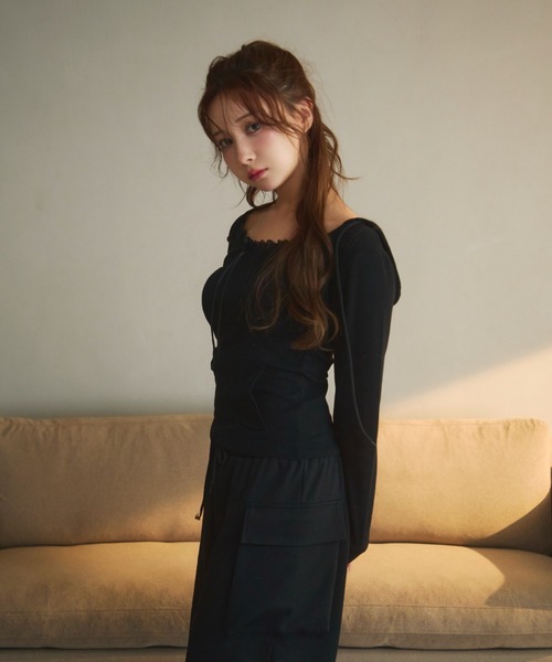 TITTY&CO.（ティティーアンドコー）の「フード付きリボントップス（Tシャツ/カットソー・レディース・ホワイト/ブラック/グレー・FREE）」の22枚目の写真