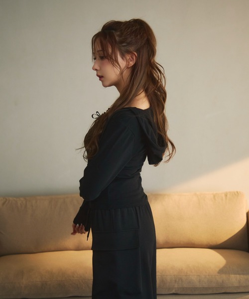 TITTY&CO.（ティティーアンドコー）の「フード付きリボントップス（Tシャツ/カットソー・レディース・ホワイト/ブラック/グレー・FREE）」の18枚目の写真