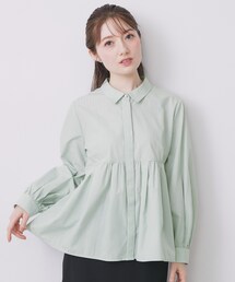 index | ラメストライプ衿付きペプラムブラウス【洗濯機OK/イージーアイロン/防シワ】《6col》(シャツ/ブラウス)