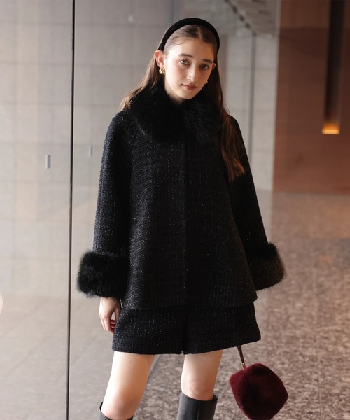 Rirandture（リランドチュール）の「ツィードハイウエストショートパンツ（その他パンツ・レディース・ブラック/ピンクベージュ・2/1/0）」の8枚目の写真