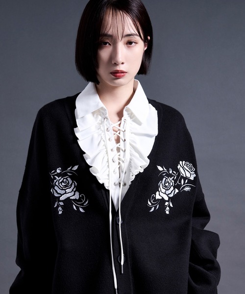 ozz angelo 薔薇刺繍長袖ボレロ ローズ刺繍カーディガン（カーディガン