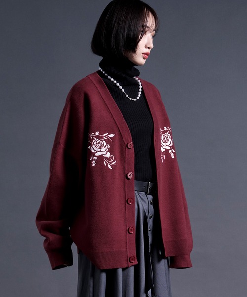 ローズ刺繍カーディガン（カーディガン/ボレロ）｜Ellno Loset（エルノ