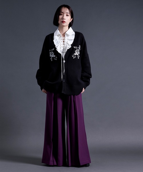 ローズ刺繍カーディガン（カーディガン/ボレロ）｜Ellno Loset（エルノ