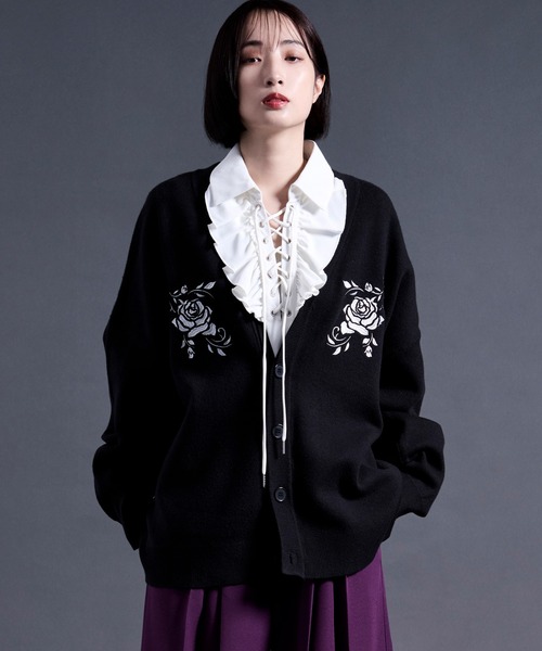 ローズ刺繍カーディガン（カーディガン/ボレロ）｜Ellno Loset（エルノ