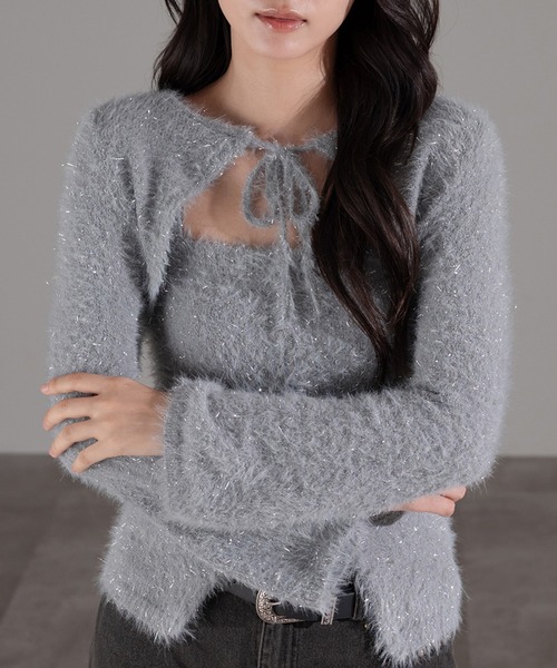 セール】【SET着用可能】キラキラシャギーボレロ（カーディガン/ボレロ