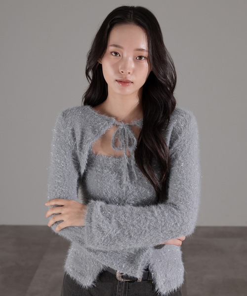 セール】【SET着用可能】キラキラシャギーボレロ（カーディガン/ボレロ