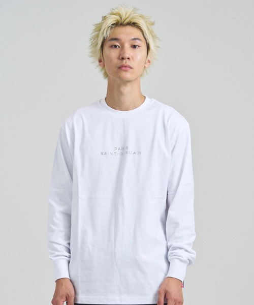 PARIS SAINT-GERMAIN(パリサンジェルマン)の「PSG_メタリックロゴ-LSTEE(Tシャツ/カットソー・メンズ・ホワイト/ブラック・L/XL/M)」の4枚目の写真