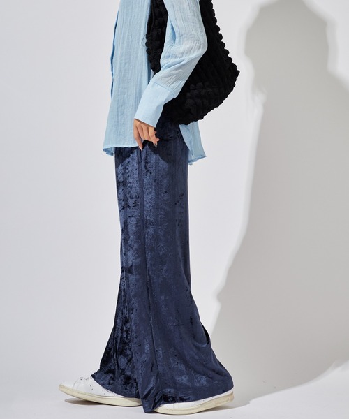 MILLER(ミラー)の「R.P.miller/ミラー Velor Prib PT ベロア生地 フレアパンツ(その他パンツ・レディース・ネイビー/アイボリー・FREE)」の2枚目の写真