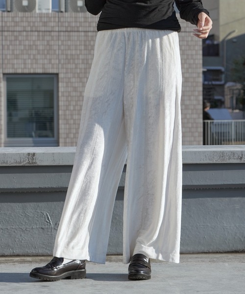 MILLER(ミラー)の「R.P.miller/ミラー Velor Prib PT ベロア生地 フレアパンツ(その他パンツ・レディース・ネイビー/アイボリー・FREE)」の1枚目の写真