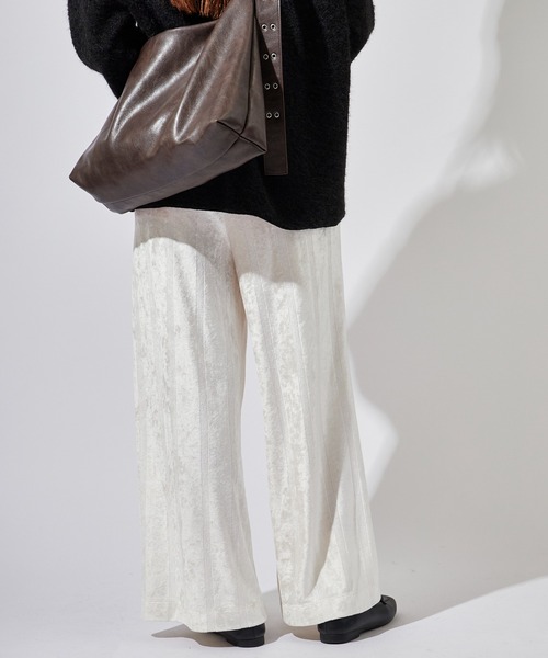 MILLER(ミラー)の「R.P.miller/ミラー Velor Prib PT ベロア生地 フレアパンツ(その他パンツ・レディース・ネイビー/アイボリー・FREE)」の4枚目の写真