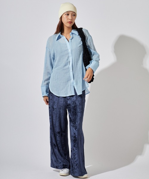 MILLER(ミラー)の「R.P.miller/ミラー Velor Prib PT ベロア生地 フレアパンツ(その他パンツ・レディース・ネイビー/アイボリー・FREE)」の17枚目の写真