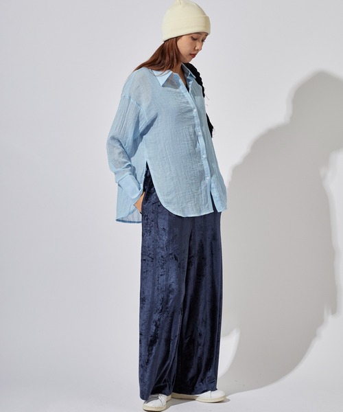 MILLER(ミラー)の「R.P.miller/ミラー Velor Prib PT ベロア生地 フレアパンツ(その他パンツ・レディース・ネイビー/アイボリー・FREE)」の18枚目の写真