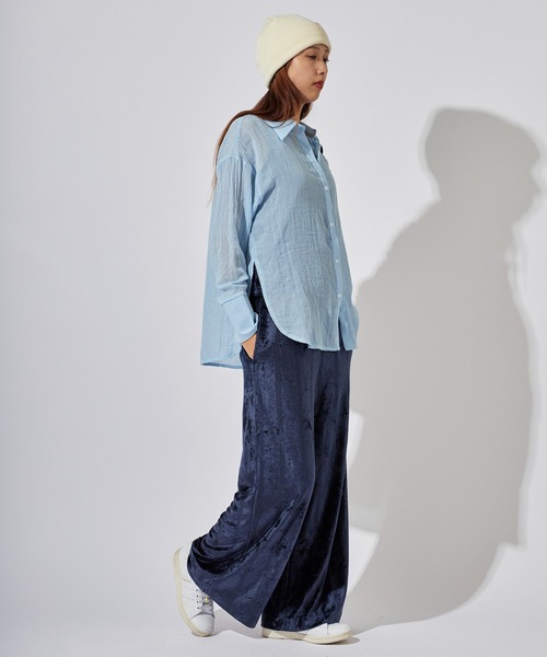 MILLER(ミラー)の「R.P.miller/ミラー Velor Prib PT ベロア生地 フレアパンツ(その他パンツ・レディース・ネイビー/アイボリー・FREE)」の19枚目の写真