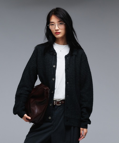 Adoon plain（アドーンプレーン）の「KNIT PORO CARDIGAN / ニットポロカーディガン（カーディガン/ボレロ・メンズ・ライトベージュ/ボルドー/ダークグレー/ネイビー・MEDIUM/LARGE）」の10枚目の写真