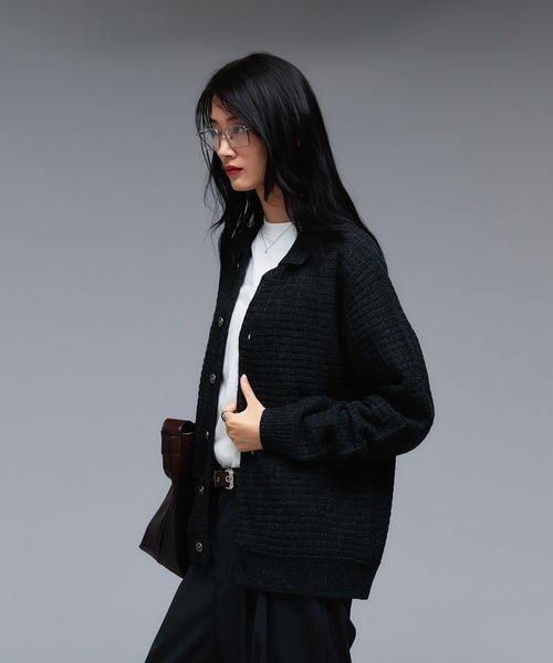 Adoon plain（アドーンプレーン）の「KNIT PORO CARDIGAN / ニットポロカーディガン（カーディガン/ボレロ・メンズ・ライトベージュ/ボルドー/ダークグレー/ネイビー・MEDIUM/LARGE）」の8枚目の写真