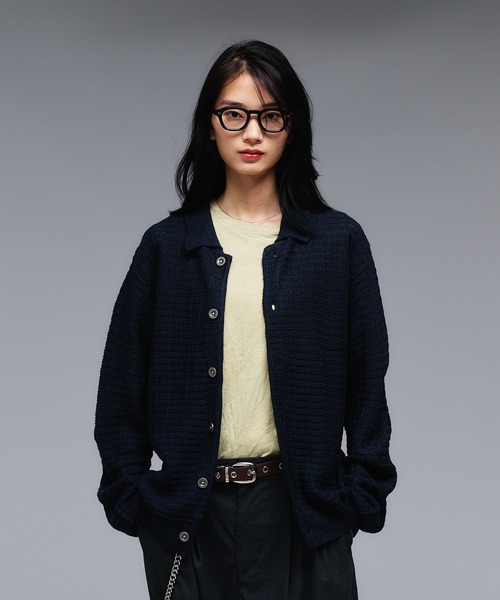 Adoon plain（アドーンプレーン）の「KNIT PORO CARDIGAN / ニットポロカーディガン（カーディガン/ボレロ・メンズ・ライトベージュ/ボルドー/ダークグレー/ネイビー・MEDIUM/LARGE）」の14枚目の写真