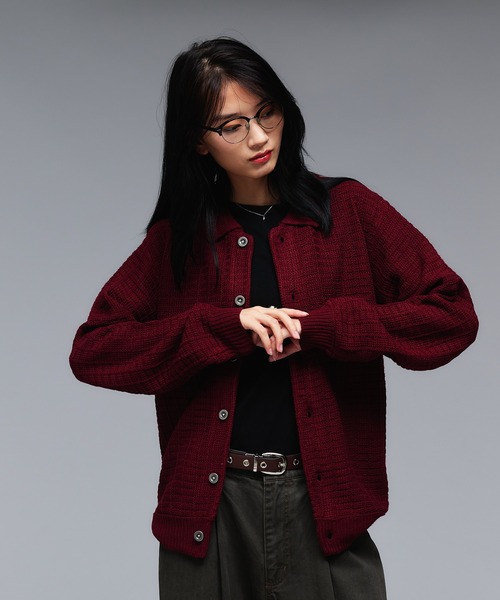 Adoon plain（アドーンプレーン）の「KNIT PORO CARDIGAN / ニットポロカーディガン（カーディガン/ボレロ・メンズ・ライトベージュ/ボルドー/ダークグレー/ネイビー・MEDIUM/LARGE）」の11枚目の写真