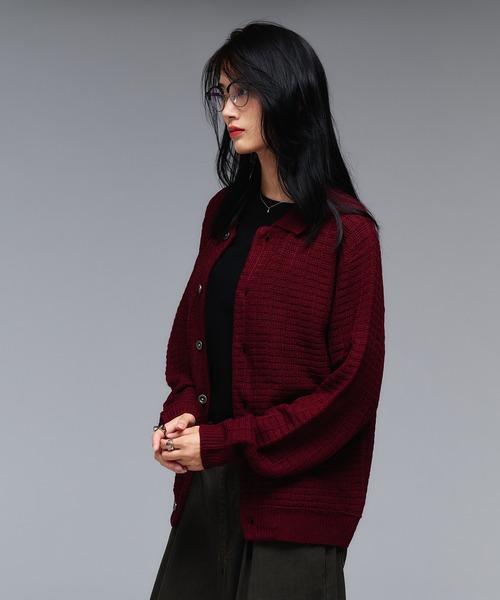 Adoon plain（アドーンプレーン）の「KNIT PORO CARDIGAN / ニットポロカーディガン（カーディガン/ボレロ・メンズ・ライトベージュ/ボルドー/ダークグレー/ネイビー・MEDIUM/LARGE）」の13枚目の写真