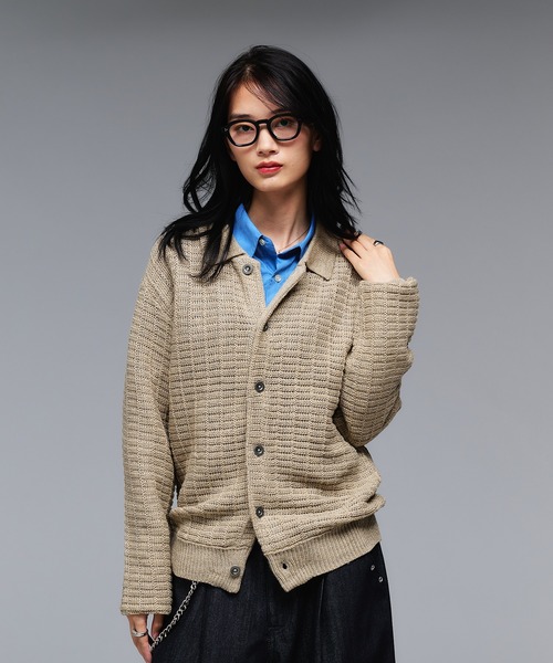セール】KNIT PORO CARDIGAN / ニットポロカーディガン